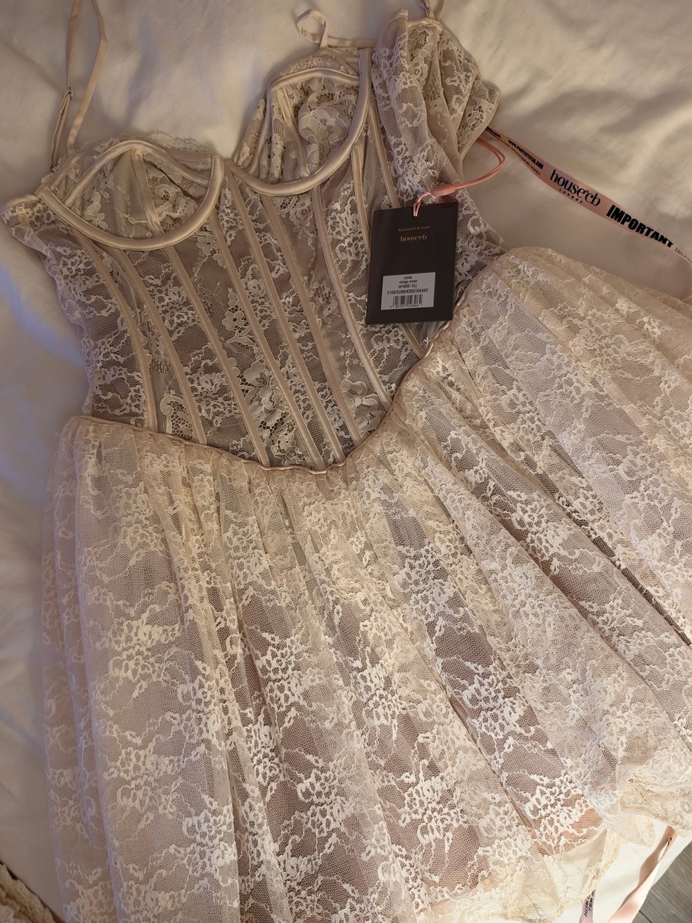 LOUISA
Vintage Cream Lace Mini Dress - Picture 3 of 4